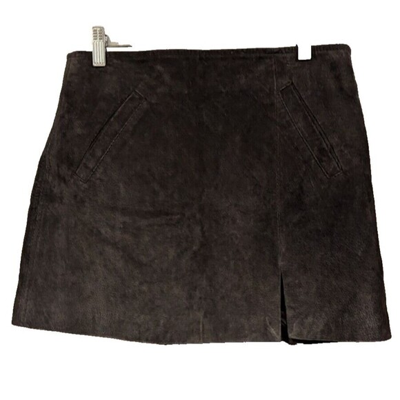 BLANKNYC Womens 28 Grey Leather Suede Mini Skirt Dark Romantic Mod Preppy Rock - Picture 1 of 5